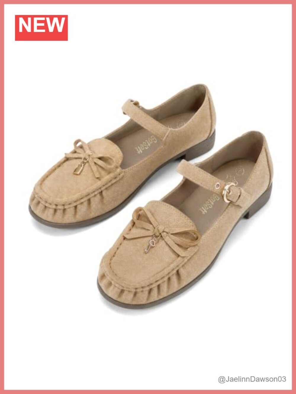 Genuine Cow Suede Bow Buckle Loafers Low Heel Comfortable Dress Shoes